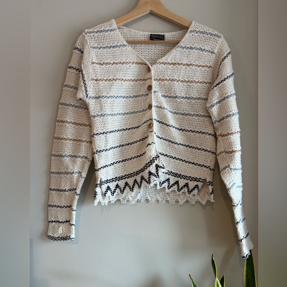 Vintage Striped Button-Up Cardigan